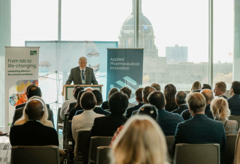 Sir Houghton speaking to a crowd